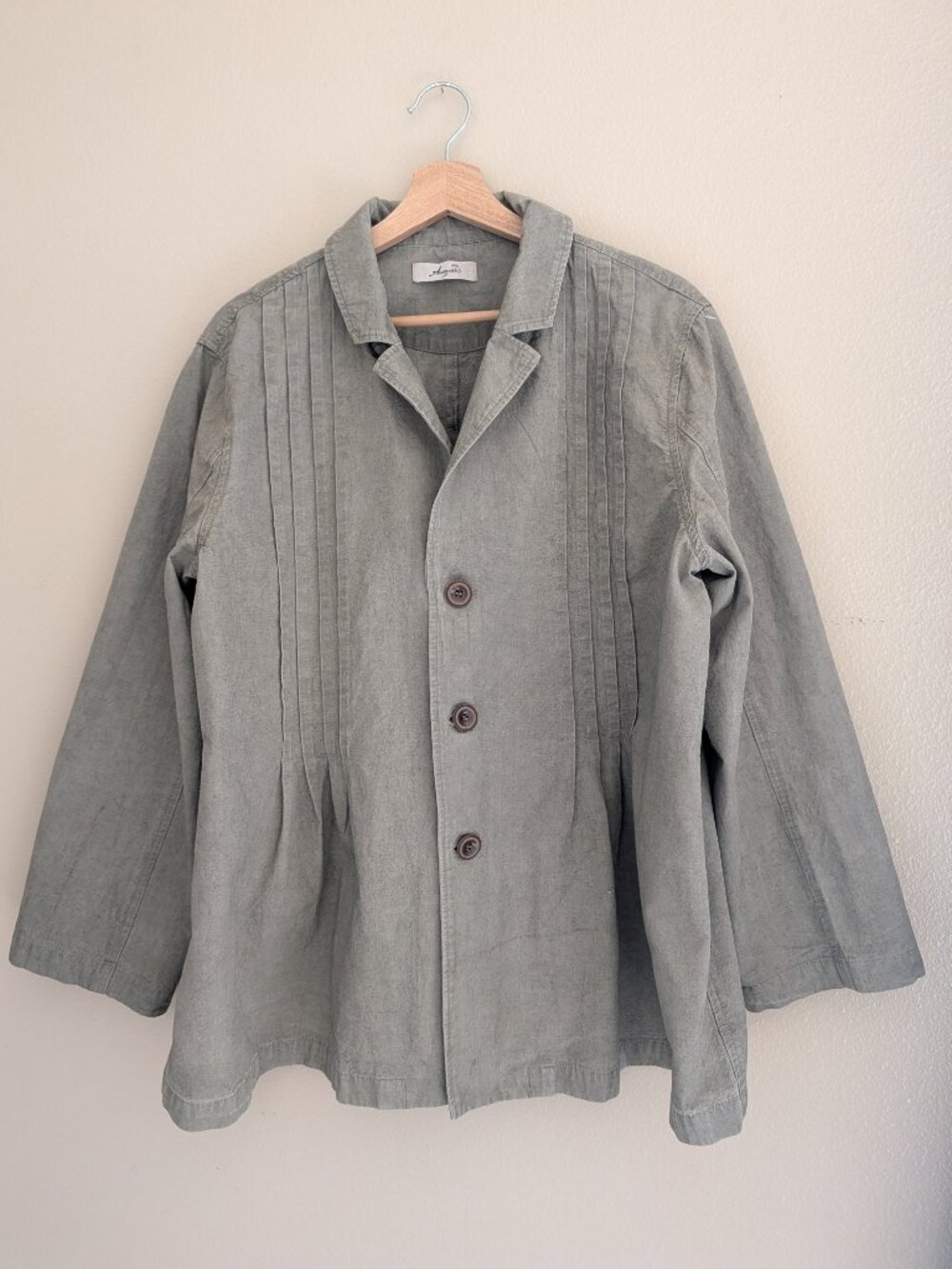 Ichi Antiquites Made in Japan Oversized Jacket Olive Green Cotton Linen Size M/L